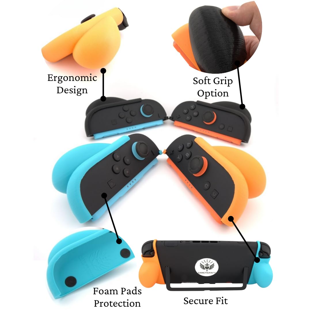 Sancticraft™ Grip Pro for Nintendo® Switch™ 2 Joy-Con™ 2 (Orange and Blue with Soft TPU Grip) [video game] [video game] [video game] [video game] [video game] [video game]