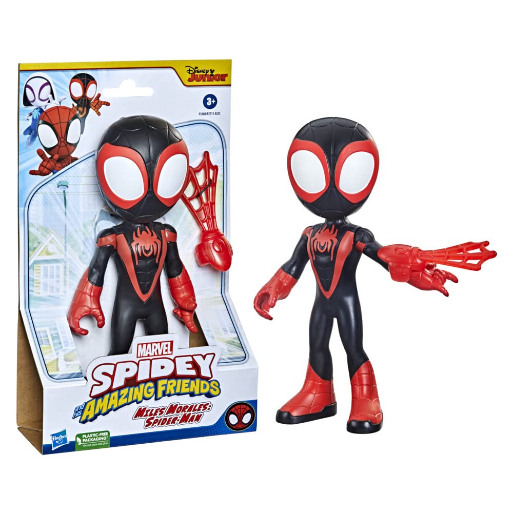SPIDEY AND HIS AMAZING FRIENDS Hasbro Marvel Supersized Miles Morales: Spider-Man Action Figure, Preschool Toy for Age 3 and Up,Other toys, Multicolor