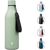 Insulated Water Bottle with Strap,25 oz Double Wall Stainless Steel Vacuum Bottles Metal Water Flask,Macaron Green