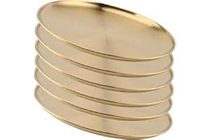 HEIHAK 6 PCS 10 Inch Stainless Steel Plates, Reusable Round Metal Dinner Plates Camping Plate, Kitchenware Dinner Dishes for 