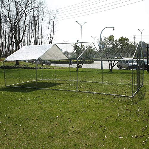 walnest Large Metal Chicken Coop Outdoor Fence Hen Run House Poultry Cage Living Space for Backyard Farm