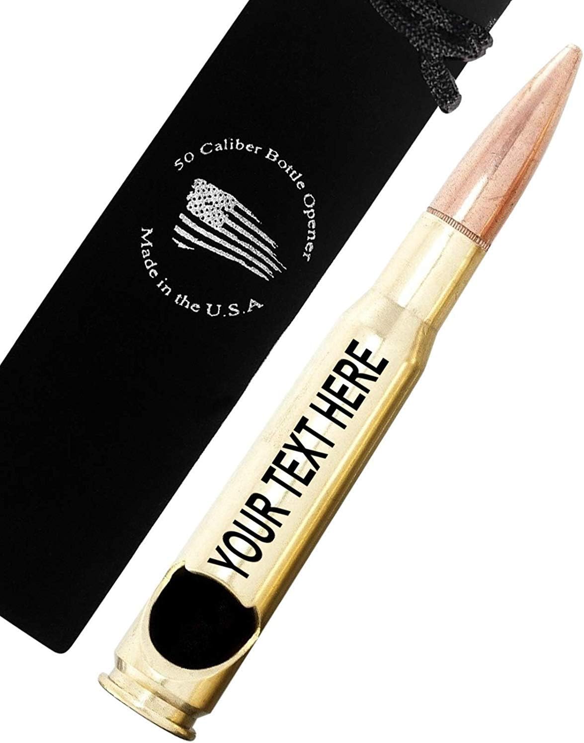 Personalized Engraved 50 Caliber BMG Real Bullet Bottle Opener - Made in the USA