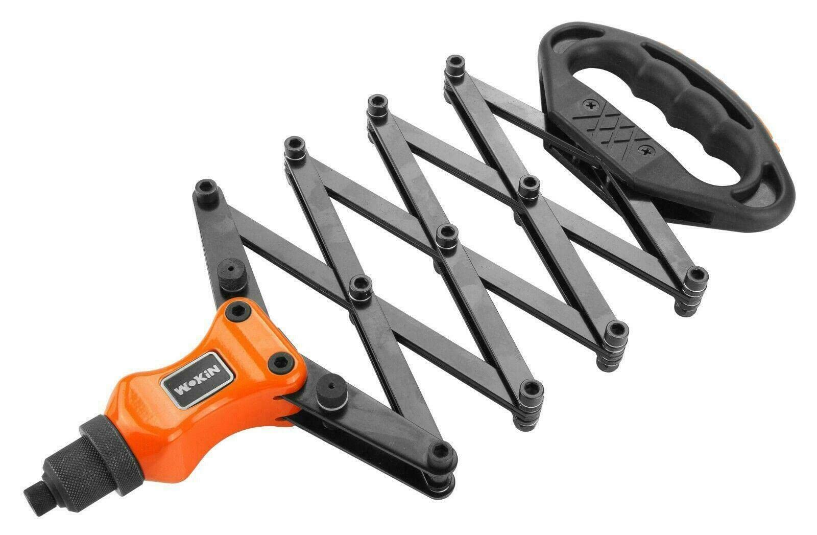 TOOLSTEK WOKIN 32 Inch Lazy Tongue Tong Hand Riveter with 5 Nosepieces Pop Rivet Gun Single Pull Action Riveter Fast Riveting Folding Extending Rivet Gun Suitable for Aluminum Stainless Steel Rivets