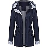 Gyozelem Womens Raincoat Windbreaker Waterproof Lightweight Lined Hooded Rain Jacket