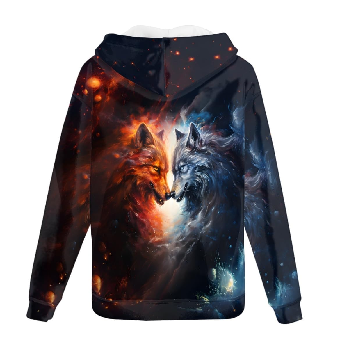 ENLACHIC Men's Galaxy Wolf Hoodie Novelty 3D Print