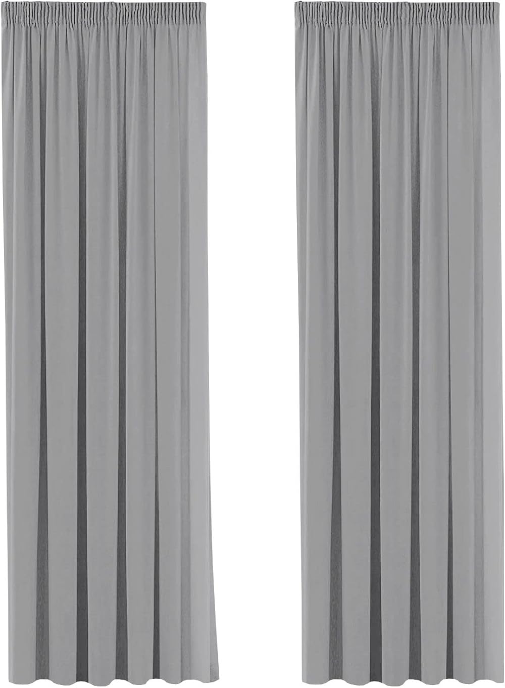 H.Versailtex Blackout Curtain Panels 66x90 Pencil Pleat 2 Pack Grey