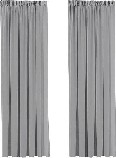 H.Versailtex Blackout Curtain Panels 66x90 Pencil Pleat 2 Pack Grey