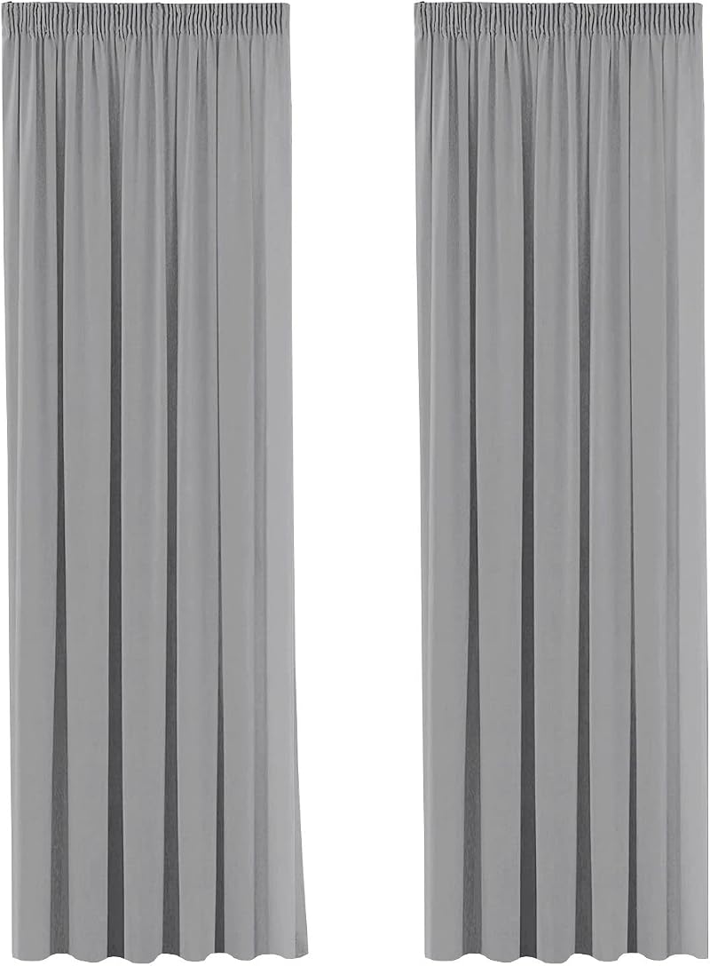 H.Versailtex Blackout Curtain Panels 66x90 Pencil Pleat 2 Pack Grey