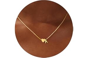 Eioi & Lmnm Gold Initial Necklace for Girls Kids Women, 18K Gold Plated Heart Tiny A-Z Pendant Necklace Dainty Letter Necklaces Cute Monogram Name Necklaces Gifts for Girl Age 5 6 7 8 9 10