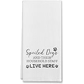 EIONEY Spoiled Dogs Live Here Funny Dog Kitchen Towels & Tea Towels,Dish Cloth Flour Sack Hand Towel for Farmhouse Kitchen Decor,24 X 16 Inches Cotton Dish Towels Dishcloths,Dog Lovers Gifts