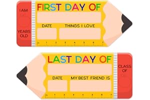 FLYAB First&Last Day of School Sign - Pencil Shape Double Sided Reusable Erasable Chalkboard Sign for Pre-K Kindergarten Back