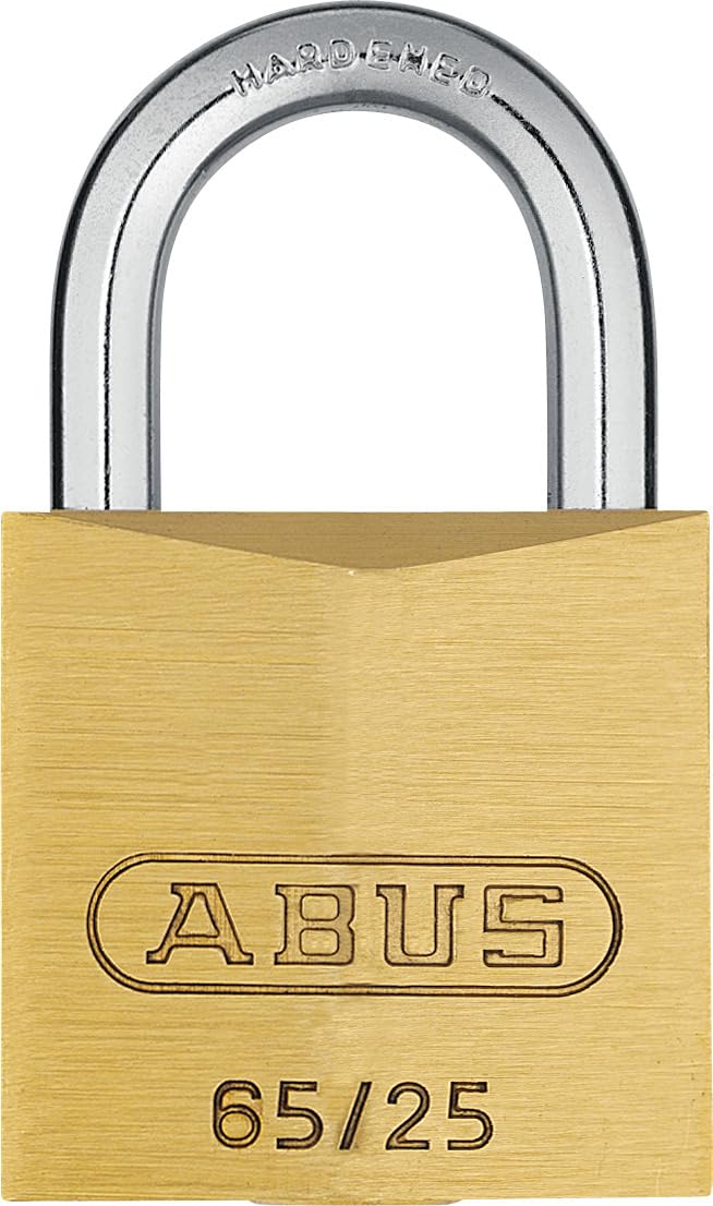 ABUS Padlock Brass 65/25 - Suitcase Lock with Keys for Indoor and Outdoor - Solid Brass Lock Body - Hardened Steel Shackle - Ideal for Gym, Doors, Gates - ABUS Security Level 3