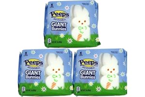 Peeps Giant Bunnies Marshmallow – Easter Candy White Bunnies w/Carrot, Perfect For Every Easter Basket and Egg Hunt, 2 Count Pack (Pack of 3)