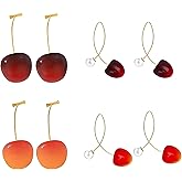 4 Pairs Cherry Earrings for Women Funny Charm 3D Red Cherrys Earrings Sweet Danity Fruit Earring Summer Fashion Fruit Jewelry Gift