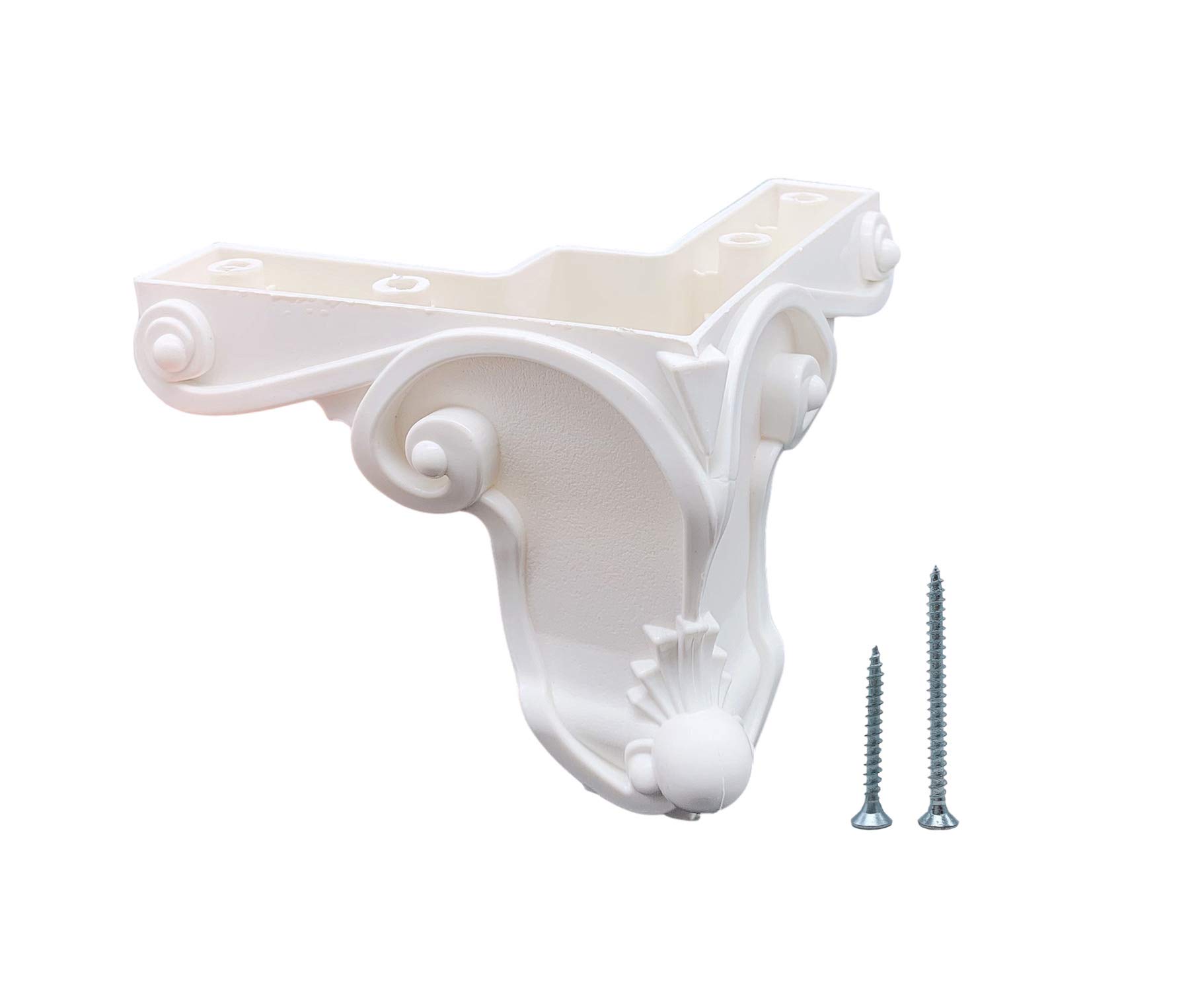 (Pack of 4 pcs) White 9 cm Height Furniture Legs, Material: Plastic. Screws Included (4)