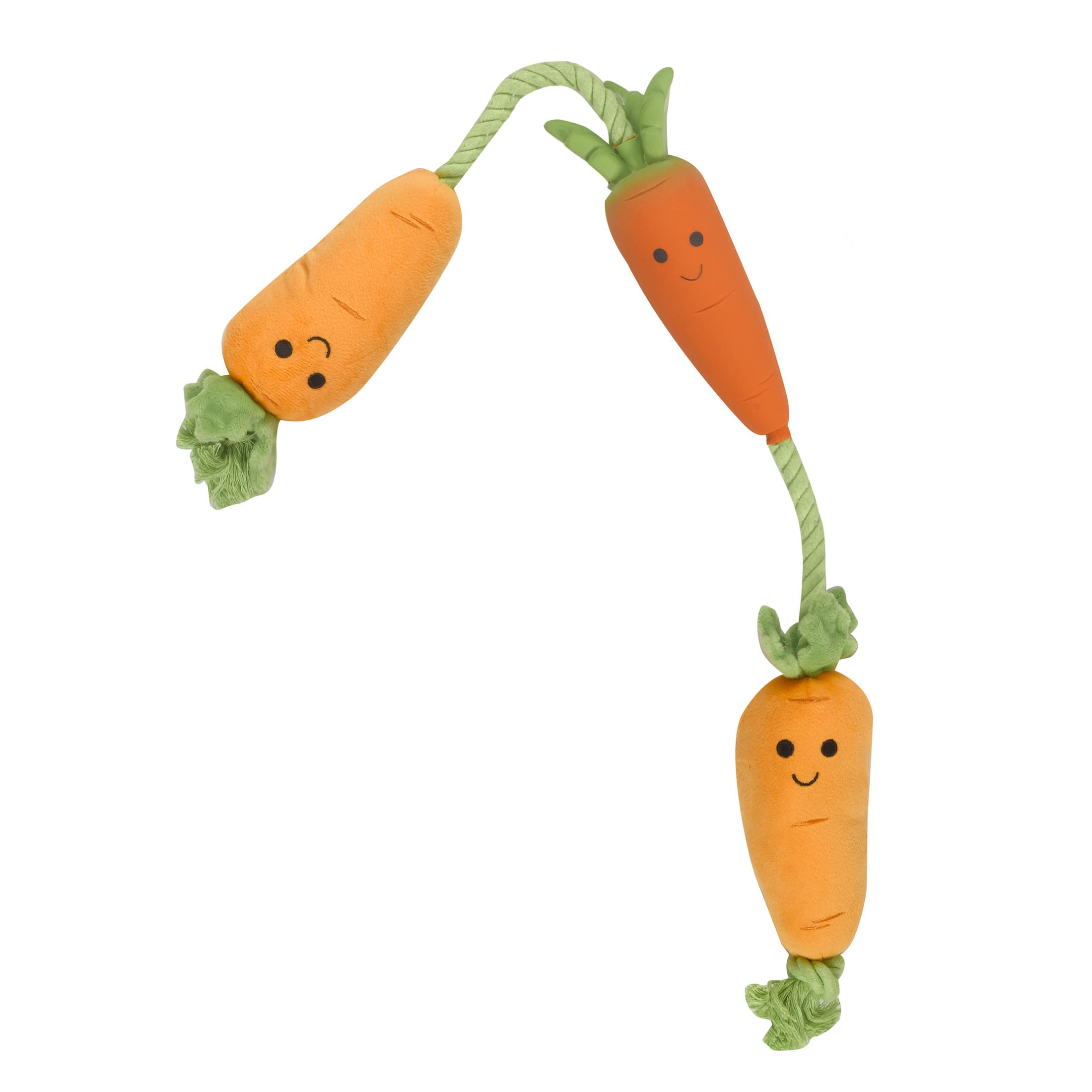 Smart Garden ZOON Plush Fun Tugga Carrots tug of war Dog Toy on rope