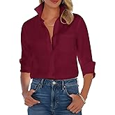 Button Down Shirts for Women Long Sleeve Dress Shirt Wrinkle Free Collared Work Shirt Casual Office Blouse Top