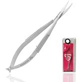 SILLVER Cuticle Scissors Extra Fine Curved Eyebrow Scissors | Professional Ultra Sharp Precise Pointed Tip, Cuticle Care, Eyebrow Trimming, Extra Fine Blades, Curved Design