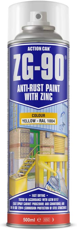 (PACK OF 2) 500ml Safety Yellow ZG-90 Zinc Galve Spray Paint Plant Machinery Yellow