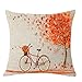 FELENIW Happy Autumn Fall Big Tree Maple Leaf Bicycle Throw Pillow Cover Cushion Case Cotton Linen Material Decorative 18