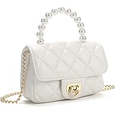 LJCTULY Girls Purses for Kids, Toddler Crossbody Bag with Pearl Handle, Kids Chain Handbag Heart Purses for Girls