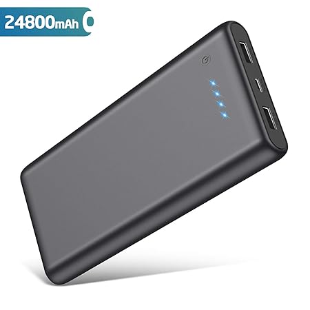 QTshine Powerbank 24800mAh Externer Akku mit 2 USB zugleich Schnellladen Max 3,1A Ausgang für Handy und Tablete, hohe Kapazit