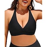 Yonique Women Plus Size Bikini Top Large Bust Swim Top Full Coverage Swimsuit Sport Bra Bathing Suit