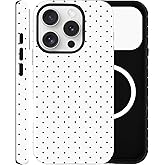 ZOEVEES Magnetic Case for iPhone 14 Pro, Compatible with MagSafe, Aesthetic Polka Dot Cute Design for Women, Hybrid 2-Layer Hard Shell Phone Cover, White