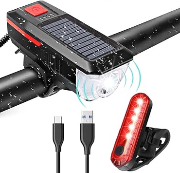 Amazon 自転車ライト 自転車ヘッドライト 自転車用ヘッドライト ロードバイク ライト 自転車前照灯 ソーラー充電式 Usb充電式 テールライト付属 夜間走行ライト 取付簡単 高輝度 Ipx4防水防振 懐中電灯兼用 停電対応 防災緊急対応 登山 夜釣り Minika ヘッドライト