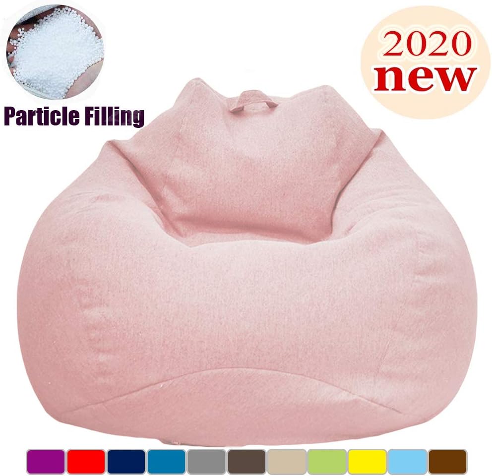 Extra Soft Bean BagChair,Memory Foam BeanBag Seat Chair with Natural Removable Cotton Linen Fabric Particle Filling Lazy Sofa Furniture Couch Tatami for Adult Kids