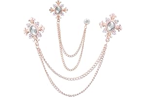 WCRAZYE 2PCS Long Chain Brooch Crystal Tassel Brooch Pin Gem Brooch Fashion Scarf Tie Pins for Women Men Wedding