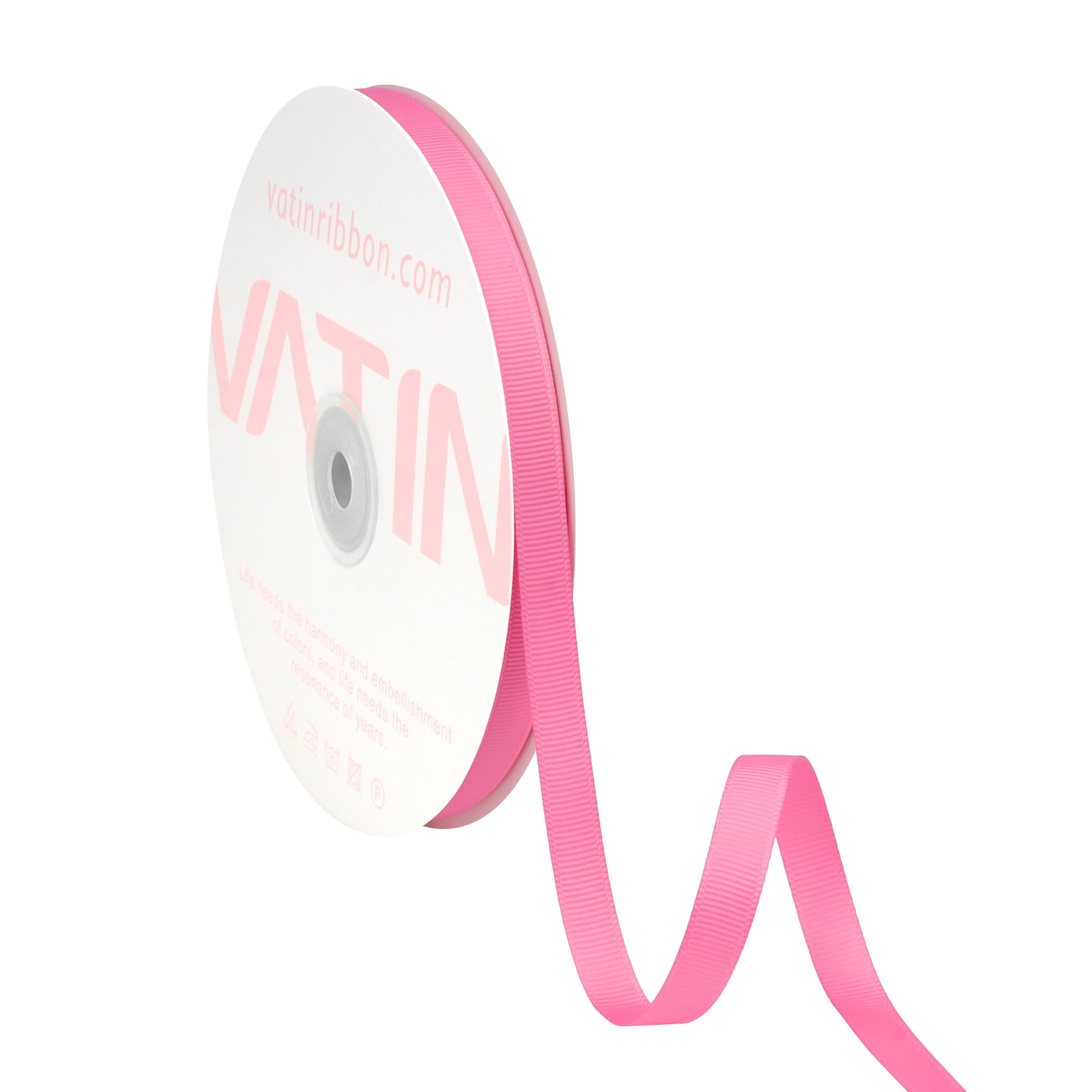 VATIN Solid 10mm X 45 Metres Hot Pink Grosgrain Ribbon 23 Metres Each Roll Perfect for Crafts, Wedding Decor, DIY Hair Accessories, Sewing, Gift Package Wrapping and More