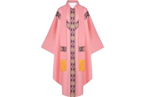 Liturgical Chasuble with Embroidered Trim Gold Tassels Church Vestment Cosplay Clothing