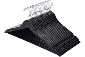 FairyHaus Wooden Hangers 30 Pack, Slim Wood Hangers with 360° Swivel Hook and Notches, Smooth Finish Coat Hangers with Pants Bar, Lightweight Black Wooden Clothes Hanger for Suits