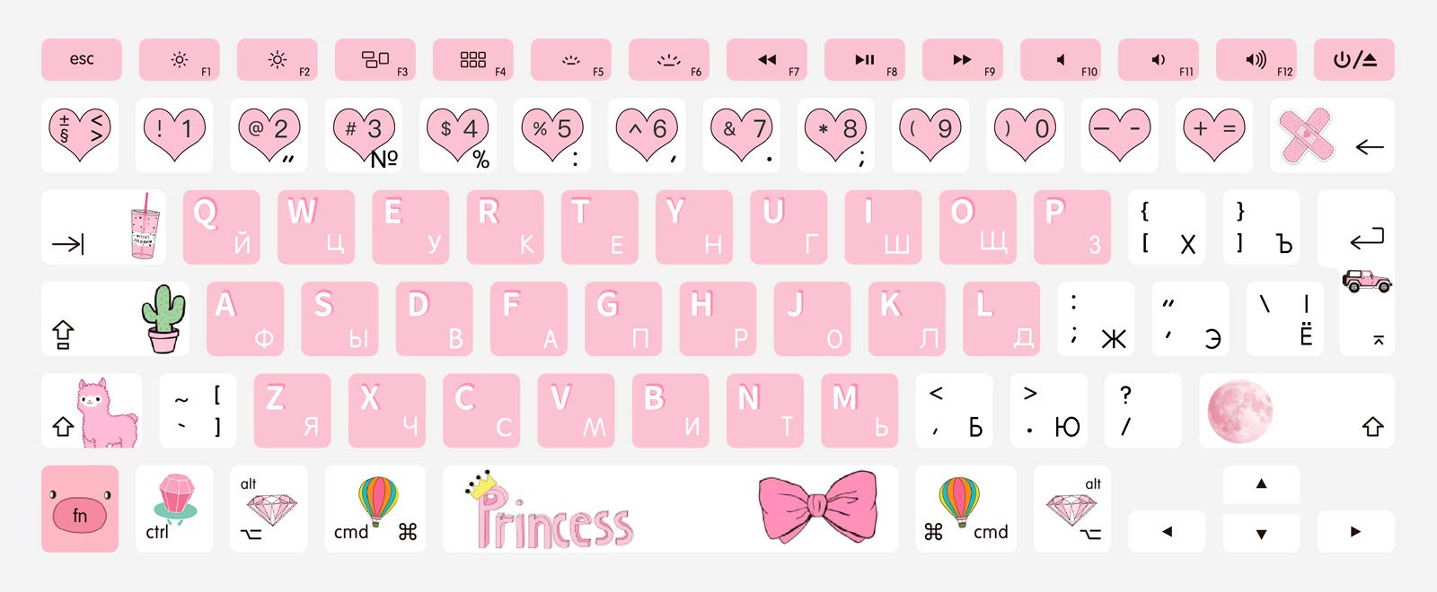 MMDW EU/UK Russian Language Keyboard Cover for Macbook Pro 13 Inch,15 Inch(with or without Retina Display,2015 or Older Version)for Macbook Old Air 13 Inch European/ISO Version Silicone Skin-Princess
