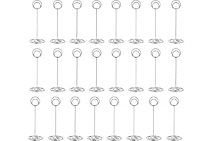 NERIUS 24 Pack 8.75 inch Table Number Holders, Simple Table Sign Stand Place Card Holder, Delicate Table Name Card Holder, Reusable Table Picture Memo Note Holder for Wedding Birthday Party (Silver)
