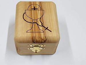 LION OF JUDAH MARKET Olive Wood Catholic First Communion Rosary Box