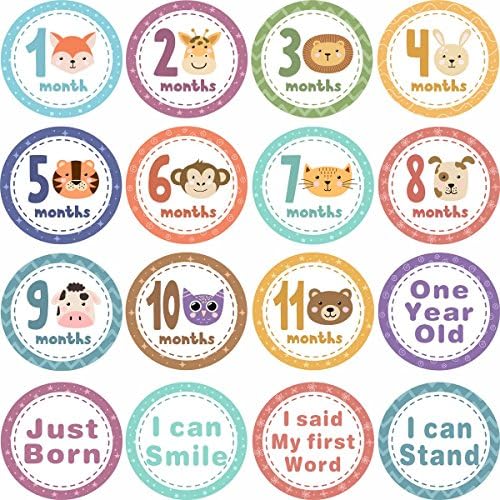 Baby Animal Monthly Stickers First Year Baby Great Shower Gift Milestone Belly stickers for Boys Girls