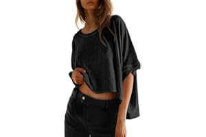 Dokotoo Summer Shirts 2025 Womens Solid T Shirts for Women Loose Oversized Tops Basic Tee
