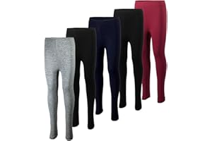 MISS POPULAR 5-Pack Girls Leggings Sizes 4-16 Soft Comfortable Cotton Spandex with Elastic Waistband Many Colors