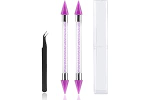 CANVALITE Nail Rhinestones Picker Dotting Pen, Upgrade Dual-Ended Wax Pencil For Rhinestones with 1 Tweezers, Nail Art Tools Set for Nail Art DIY Decoration