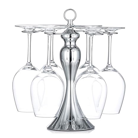 Classic Elegant Rotatory Tabletop Wine Cup Rack 6 Wine Glass