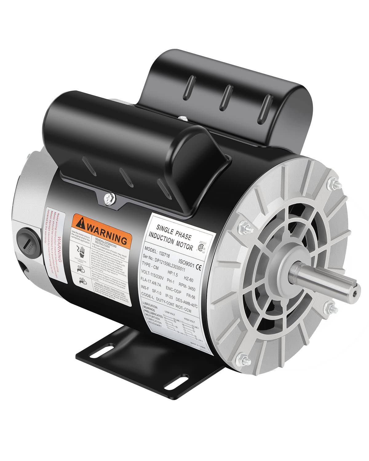 Photo 1 of 1.5HP Air Compressor Motor 3450 RPM Electric Motor, 115/230V Single Phase Motor, 56 Frame 5/8 Keyed Shaft 60 HZ