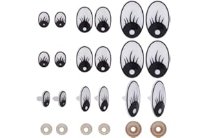 GOMAKERER 120 Sets 3 Sizes Plastic Craft Eyes, Cartoon False Eyes with Spacer Set Black Crsft Oval Eyes Cute Safety Eyes Animal Eyes for Craft Crochet Making