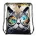 Meffort Inc Lightweight Drawstring Bag Sport Gym Sack Bag Backpack with Side Pocket - Cool Cat 1