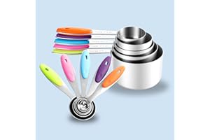 Stainless Steel Measuring Spoon Set with Silicone Handles Non-Slip Heat Resistant Measuring Spoons for Kitchen