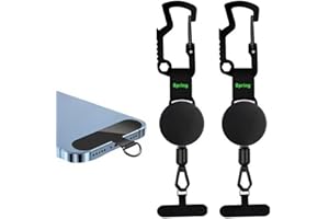 2pcs Retractable Phone Lanyard, Anti Theft Phone Strap, Phones Tether With Carabiner, 20.5x6x1cm, For Hiking Mountaineering F