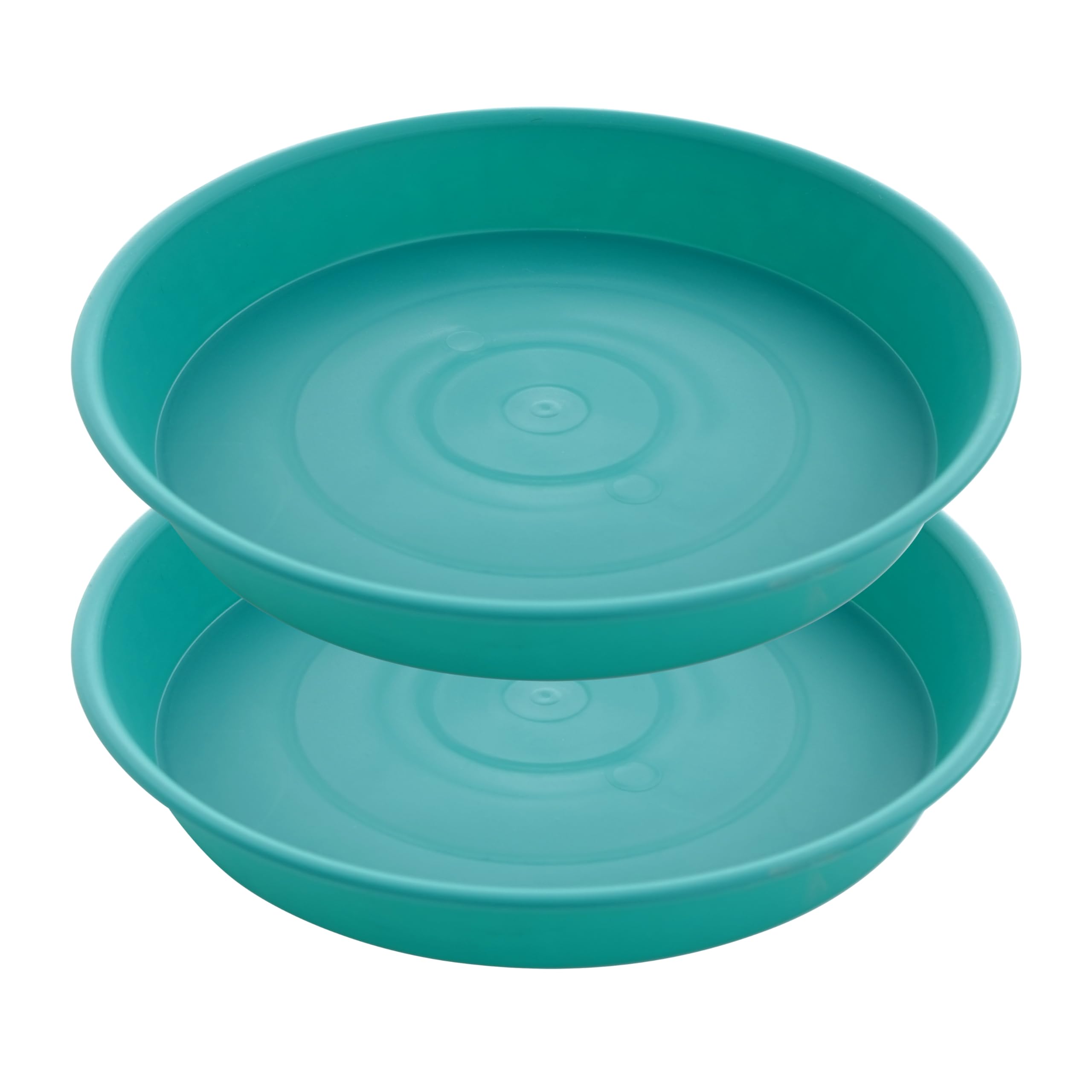 Photo 1 of Bleuhome 2 Pack of 14 inch Plant Saucers Bird Bath Bow Round, Plastic Plant Saucer Tray for Pots, White Planters for Indoor Plants, Plant Trays for Planter 12-15" (14", Teal)