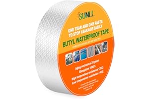 SUNLL Butyl Duct Tape 2"W X 33'L, Upgraded Leak Proof Waterproof Butyl Sealant Tape, for RV Repair, Window, Boat Sealing, Sun Room, Glazed Tile, EPDM Rubber Roof Patching, Silver