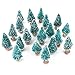 Artificial Mini Sisal Christmas Trees Snow Frost with Wooden Bases for Home Party Decoration Ornament DIY Craft (Blue-Green, 20 pcs)